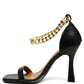 VENUSTA HEEL SANDAL WITH METAL CHAIN IN GOLD