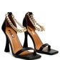 VENUSTA HEEL SANDAL WITH METAL CHAIN IN GOLD