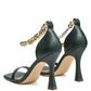 VENUSTA HEEL SANDAL WITH METAL CHAIN IN GOLD