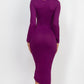 Split Neck Long Sleeve Midi Dress